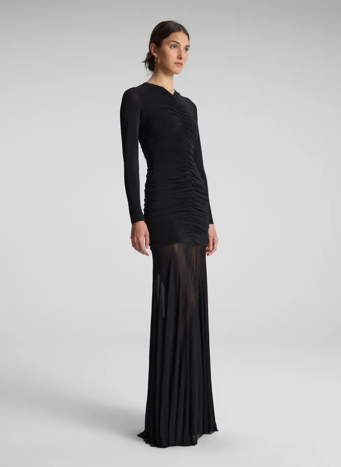 Women Dresses ALC Fawn Ruched Mesh Maxi Dress Black