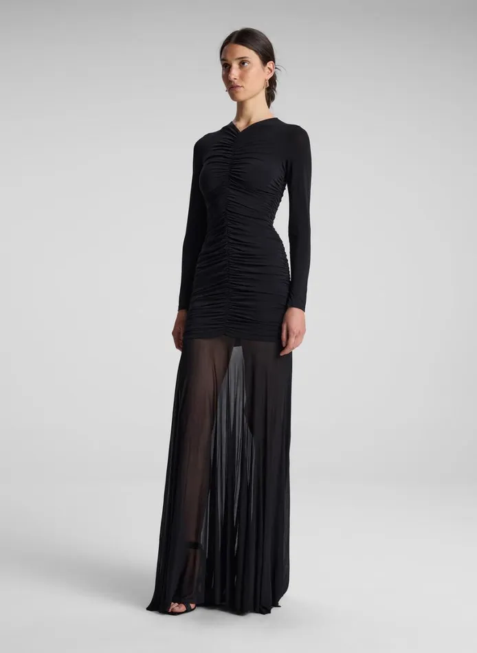 Women Dresses ALC Fawn Ruched Mesh Maxi Dress Black