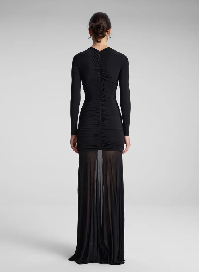 Women Dresses ALC Fawn Ruched Mesh Maxi Dress Black