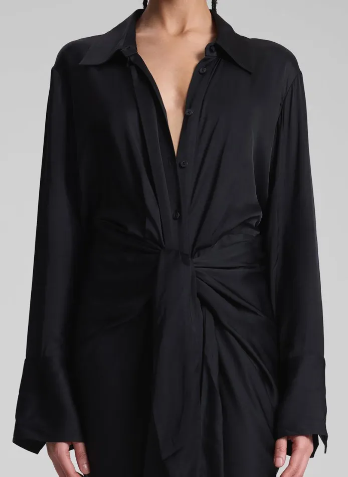 Women Dresses ALC Mila Satin Maxi Shirtdress Black