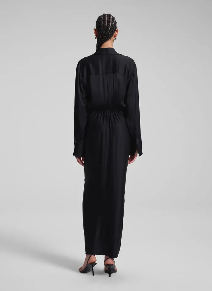 Women Dresses ALC Mila Satin Maxi Shirtdress Black
