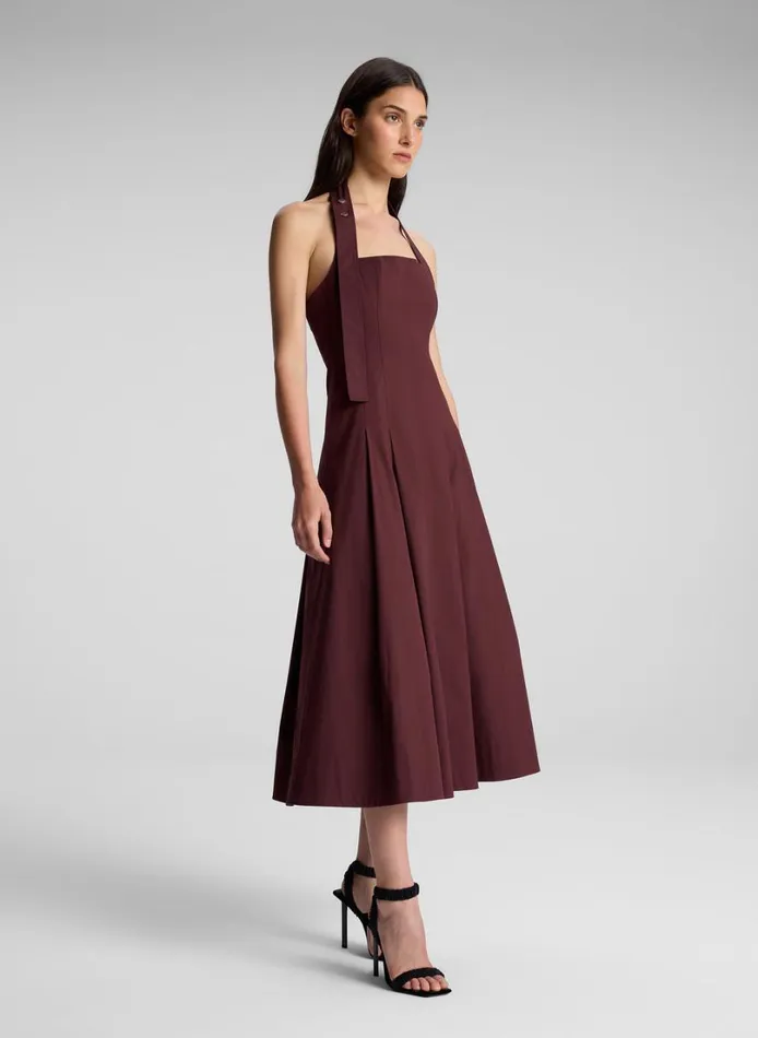 Women Dresses ALC Natalie Halter Midi Dress Carob