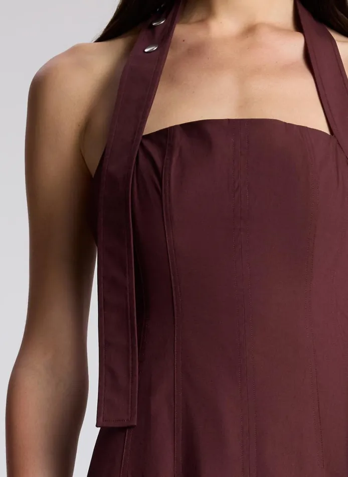 Women Dresses ALC Natalie Halter Midi Dress Carob