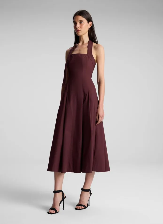 Women Dresses ALC Natalie Halter Midi Dress Carob