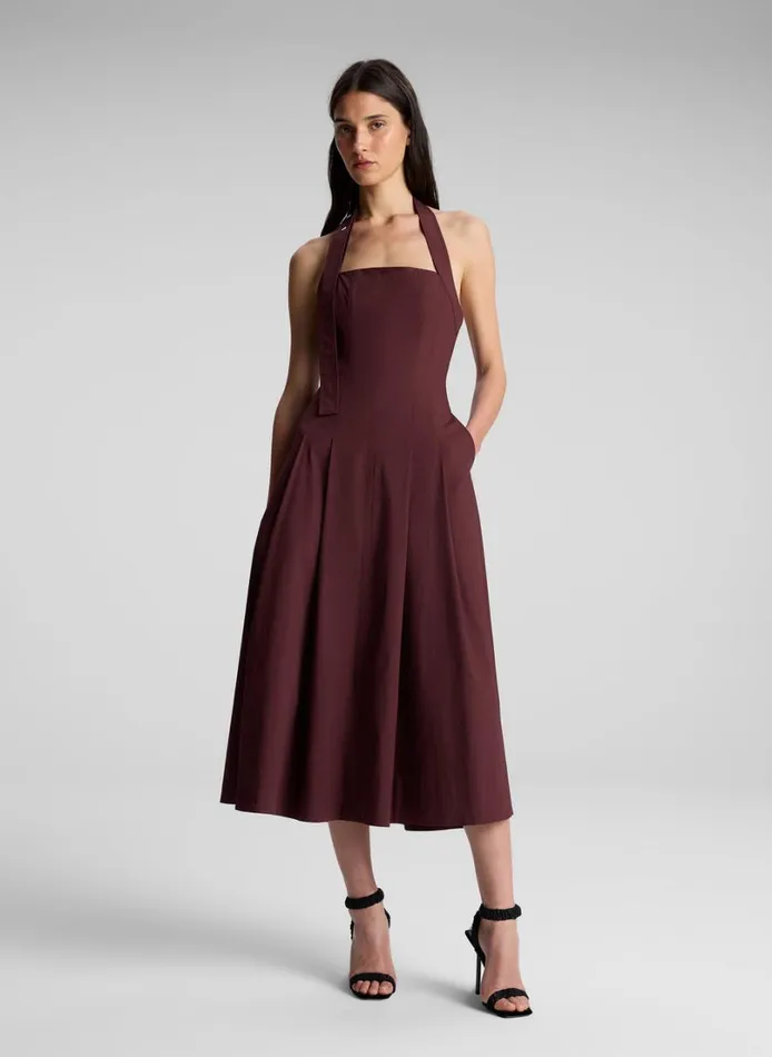 Women Dresses ALC Natalie Halter Midi Dress Carob