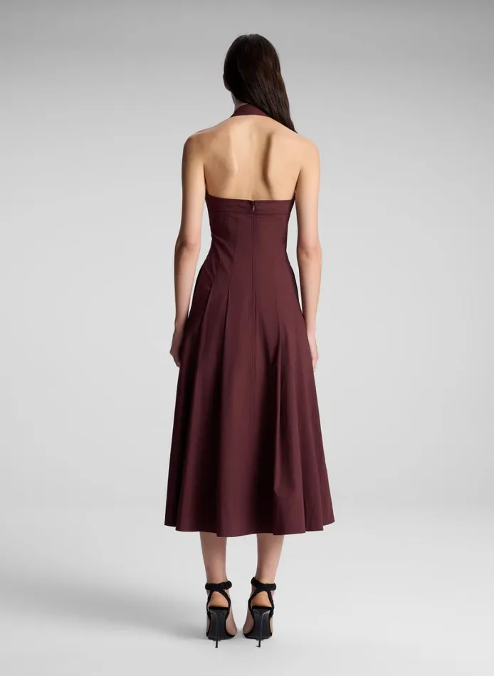 Women Dresses ALC Natalie Halter Midi Dress Carob