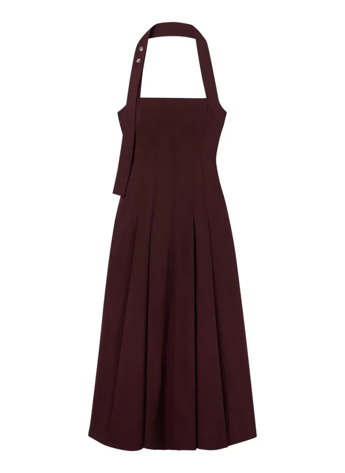 Women Dresses ALC Natalie Halter Midi Dress Carob