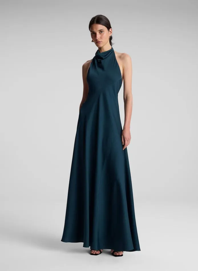 Women Dresses ALC Sara Halter Maxi Dress Malachite