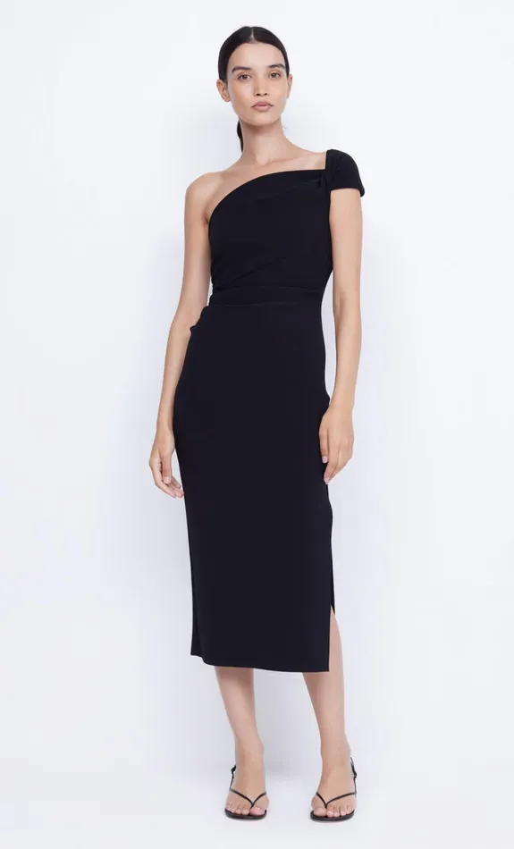 Women ELEA ASYM MIDI DRESS 8211 BLACK Bec Bridge Wedding Guest