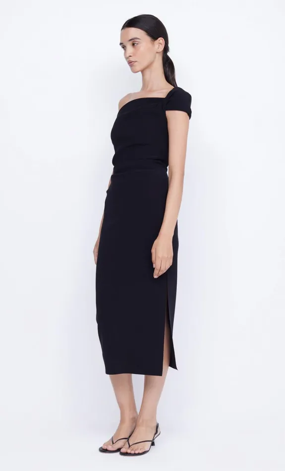 Women ELEA ASYM MIDI DRESS 8211 BLACK Bec Bridge Wedding Guest