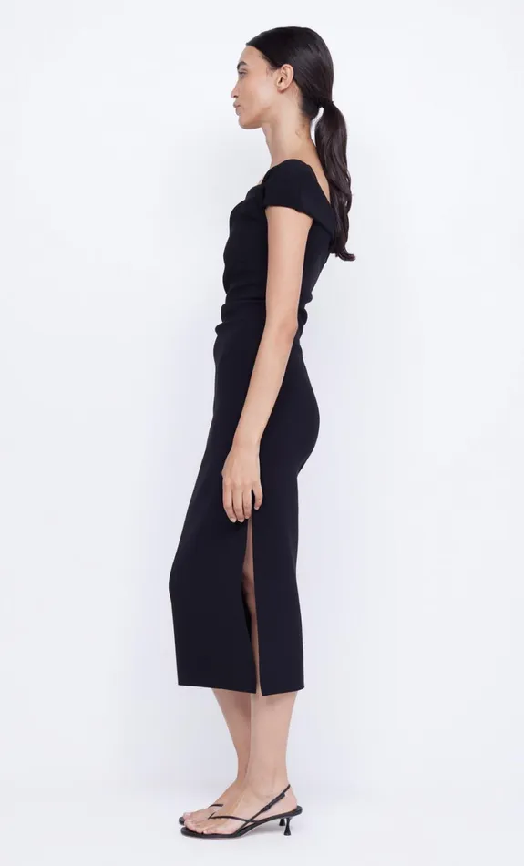 Women ELEA ASYM MIDI DRESS 8211 BLACK Bec Bridge Wedding Guest