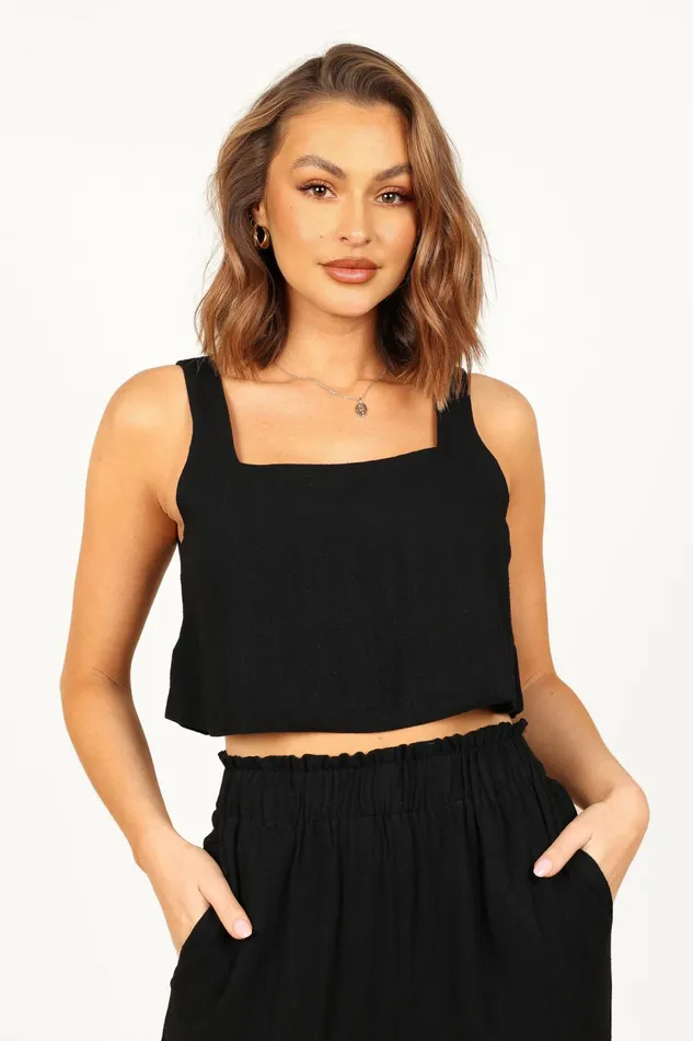 Women Eleanor Cropped Top Black Crop Tops Petal and Pup