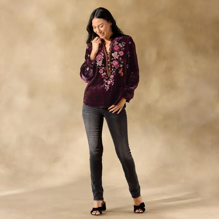 Women Elisabeth Velvet Top Plum Sundance Catalog Tops Women Elisabeth Velvet Top Plum Sundance Catalog Tops
