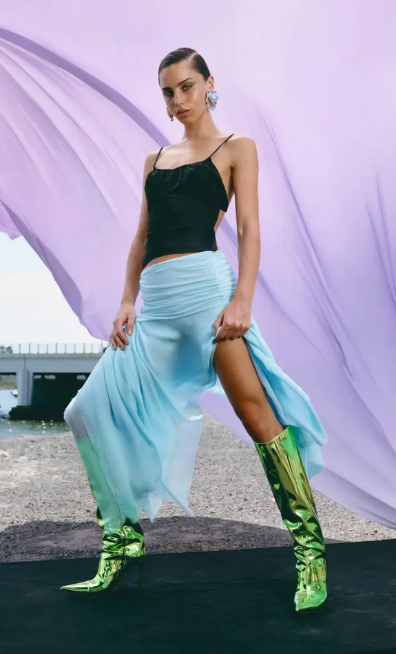 Women ELZETTE ASYM MIDI SKIRT 8211 DOLPHIN BLUE Bec Bridge Skirts