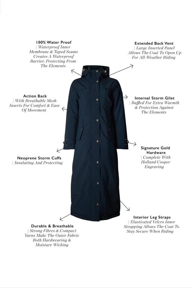 WomenEquestrian Coats Holland Cooper Longline Training Coat Ink Navy WomenEquestrian Coats Holland Cooper Longline Training Coat Ink Navy