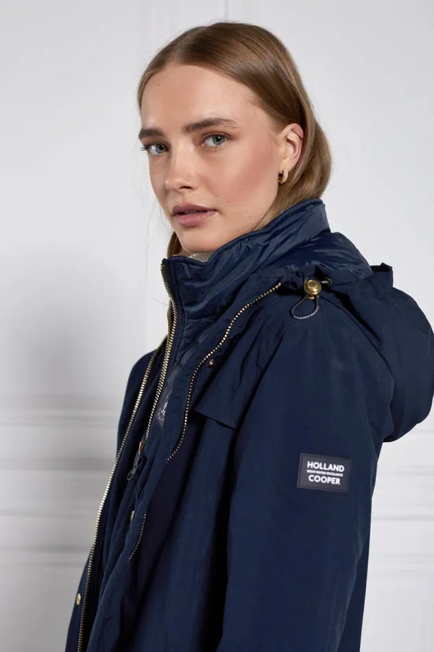 WomenEquestrian Coats Holland Cooper Longline Training Coat Ink Navy WomenEquestrian Coats Holland Cooper Longline Training Coat Ink Navy