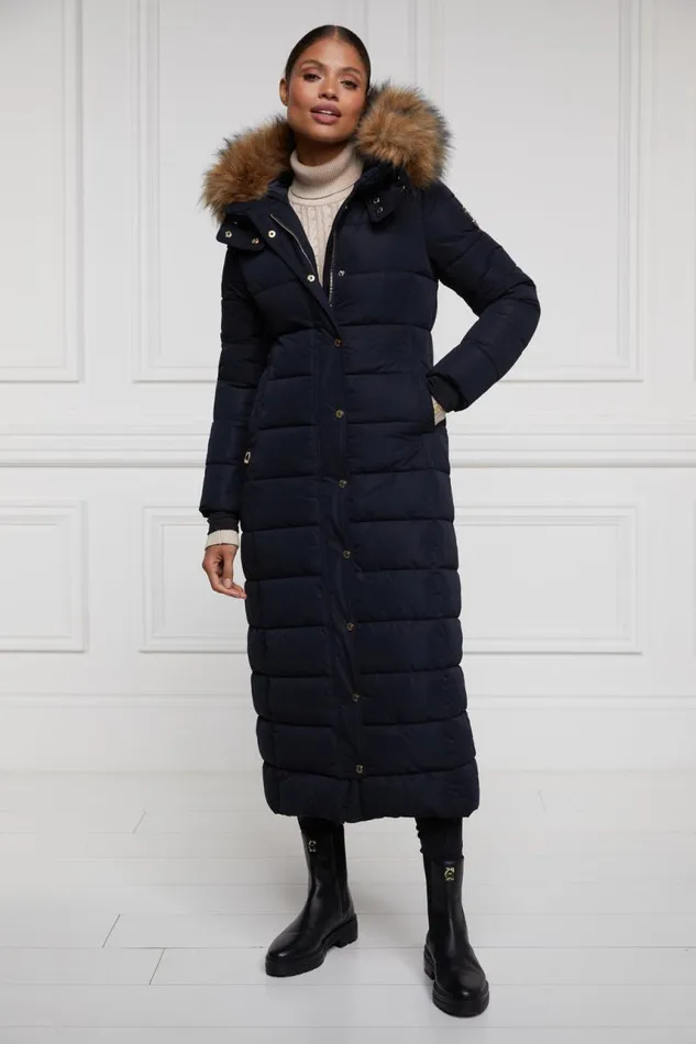 WomenEquestrian Coats Holland Cooper Stoneleigh Longline Coat Ink Navy