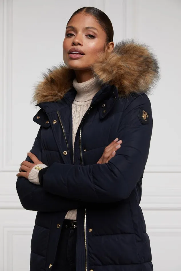 WomenEquestrian Coats Holland Cooper Stoneleigh Longline Coat Ink Navy WomenEquestrian Coats Holland Cooper Stoneleigh Longline Coat Ink Navy
