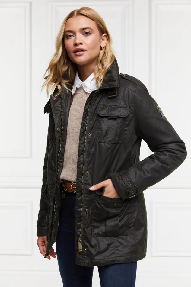 WomenEquestrian Jackets Holland Cooper Alma Wax Artillery Jacket Dark Olive