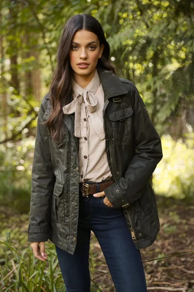 WomenEquestrian Jackets Holland Cooper Alma Wax Artillery Jacket Dark Olive WomenEquestrian Jackets Holland Cooper Alma Wax Artillery Jacket Dark Olive
