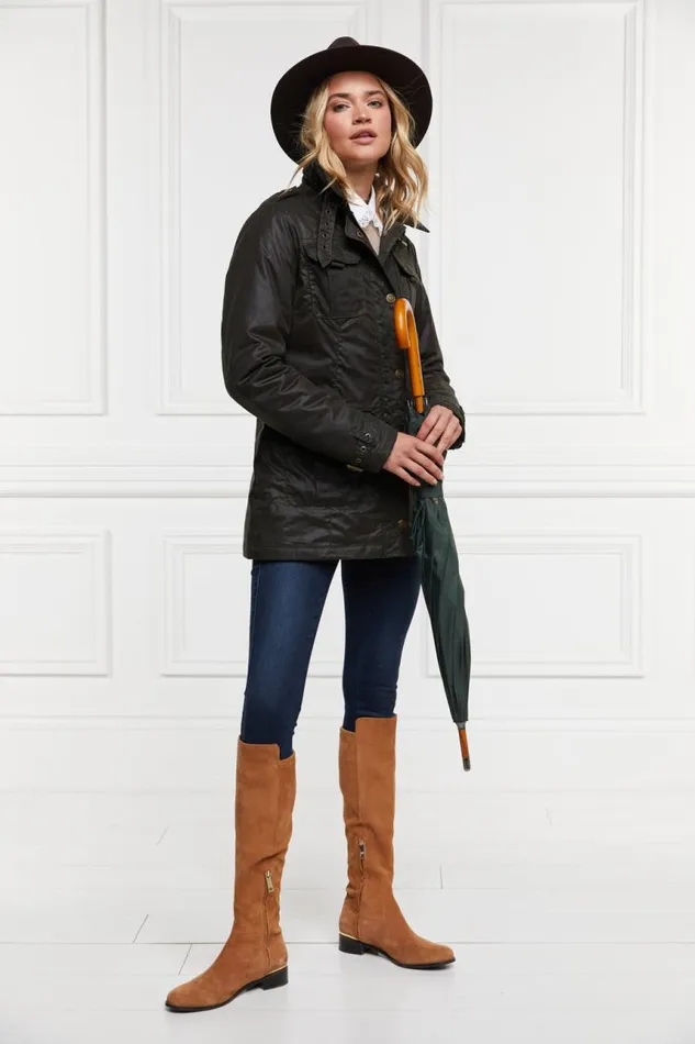 WomenEquestrian Jackets Holland Cooper Alma Wax Artillery Jacket Dark Olive WomenEquestrian Jackets Holland Cooper Alma Wax Artillery Jacket Dark Olive