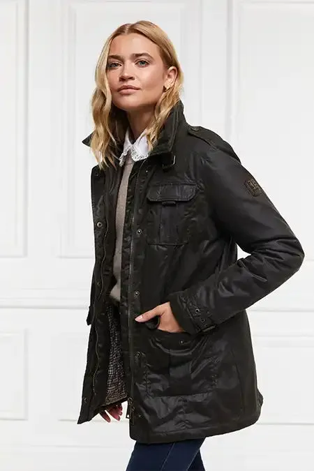 WomenEquestrian Jackets Holland Cooper Alma Wax Artillery Jacket Dark Olive WomenEquestrian Jackets Holland Cooper Alma Wax Artillery Jacket Dark Olive