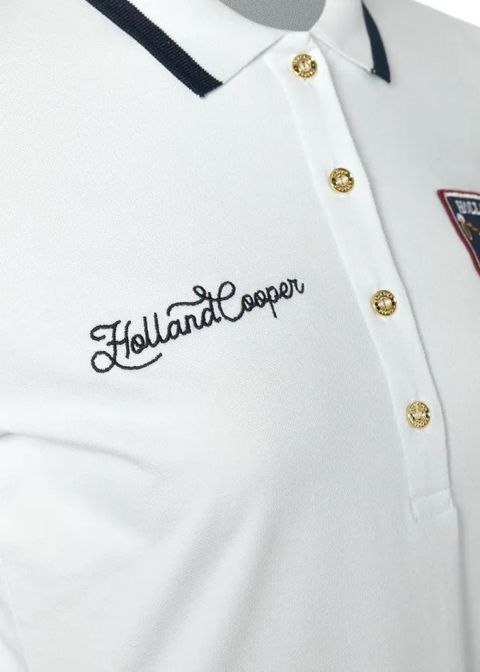 WomenEquestrian Polo Shirts Holland Cooper Classic Long Sleeve Polo Shirt White WomenEquestrian Polo Shirts Holland Cooper Classic Long Sleeve Polo Shirt White