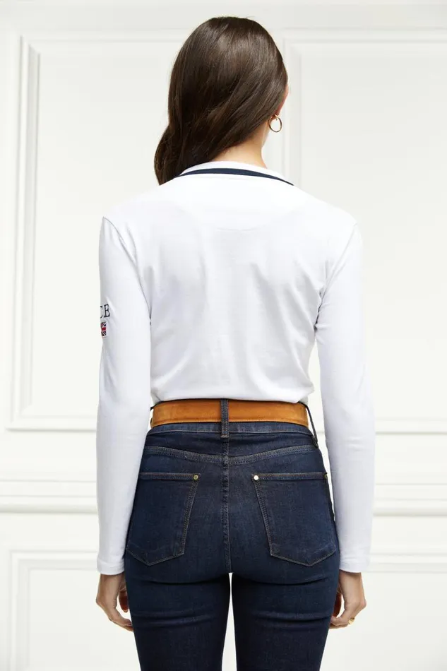 WomenEquestrian Polo Shirts Holland Cooper Classic Long Sleeve Polo Shirt White WomenEquestrian Polo Shirts Holland Cooper Classic Long Sleeve Polo Shirt White
