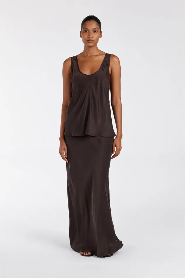 Women Event Dresses DISSH COLETTE BITTER CHOC SILK CAMI TOP