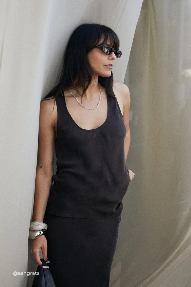 Women Event Dresses DISSH COLETTE BITTER CHOC SILK CAMI TOP
