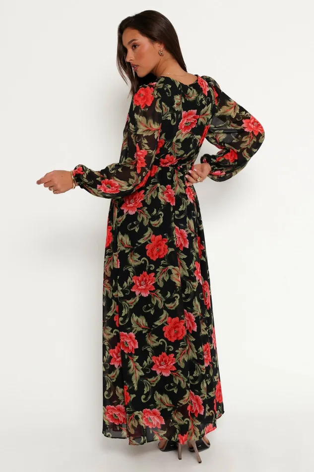 Women Event Dresses Petal and Pup Anisa Maxi Dress Black Floral