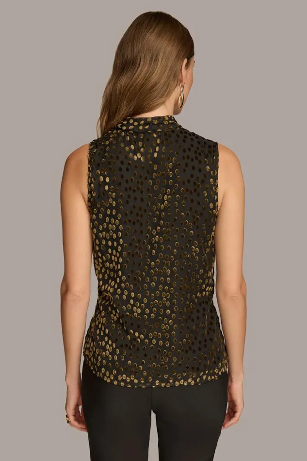 Women FAUX WRAP BURNOUT TOP Black Donna Karan New York Sweaters And Tops Women FAUX WRAP BURNOUT TOP Black Donna Karan New York Sweaters And Tops