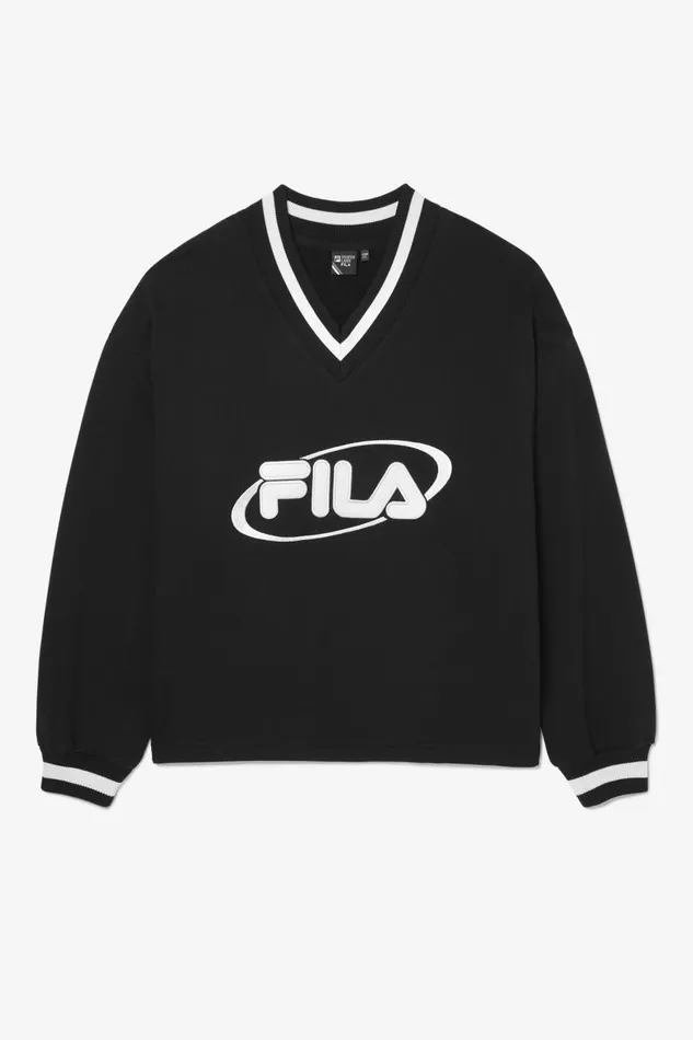 Women Fila Sweatshirts and Hoodies Heritage Oversized VNeck Pullover
