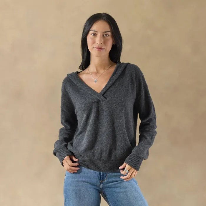 Women Firelight Cashmere Hoodie Charcoal Sundance Catalog Sweaters