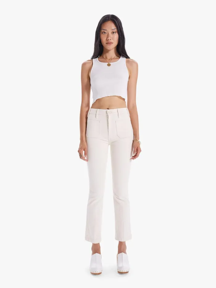 Women Flare Mother Denim The Hustler Patch Pocket Flood Natural