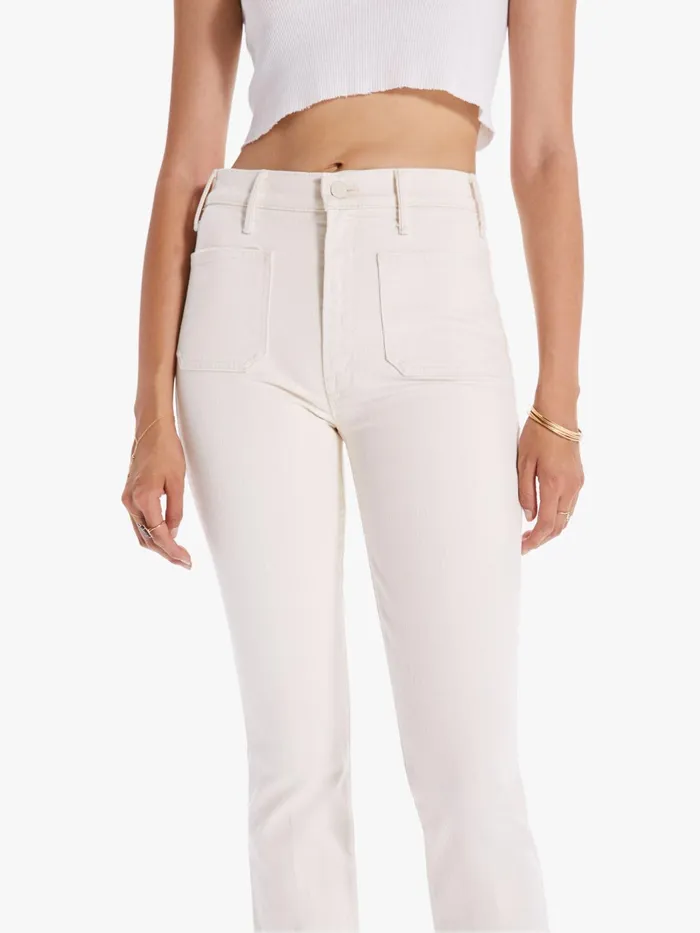 Women Flare Mother Denim The Hustler Patch Pocket Flood Natural
