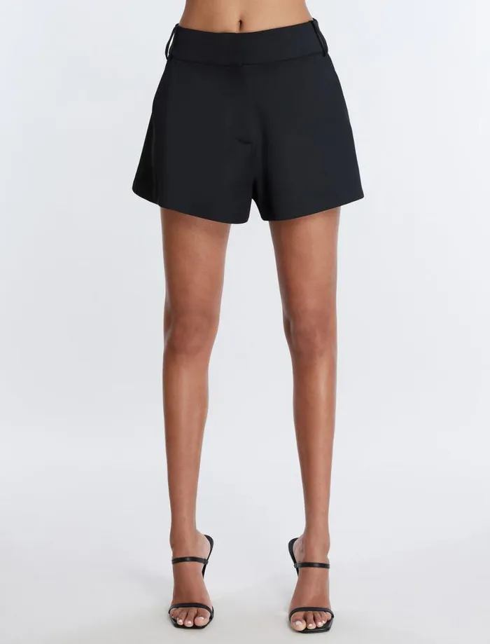 Women Flared Tailored Short Black BCBG Bottoms Women Flared Tailored Short Black BCBG Bottoms
