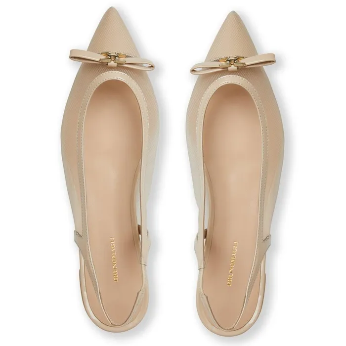 Women Flats and Loafers Bruno Magli PAMINA Slingback Flat SAND PATENT