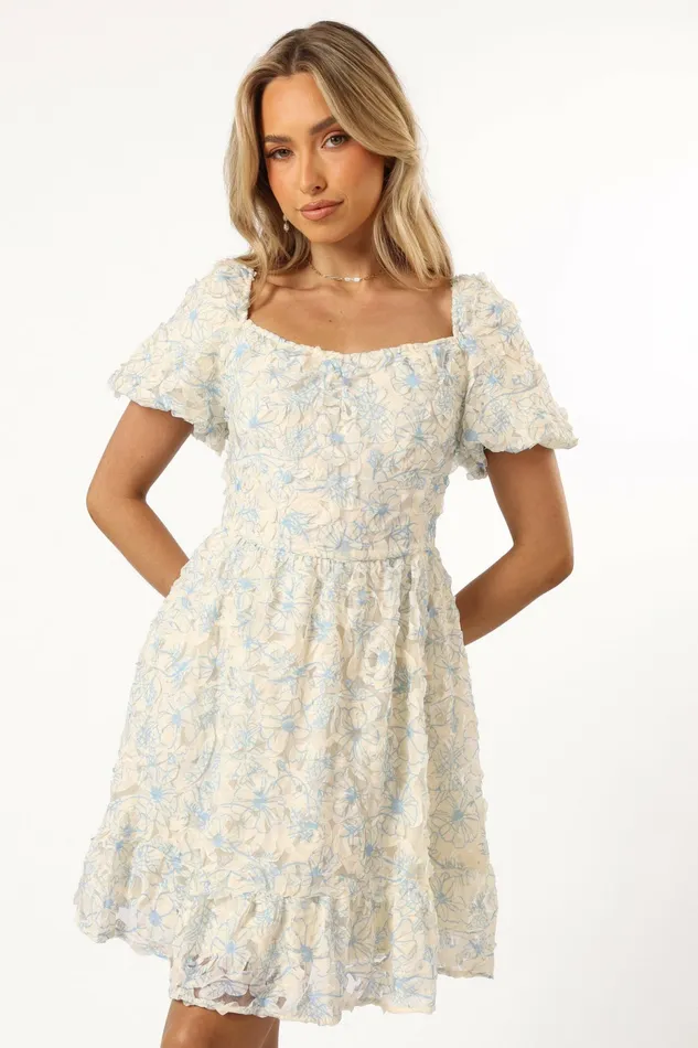 Women Floral Dresses Petal and Pup Atticus Mini Dress Blue