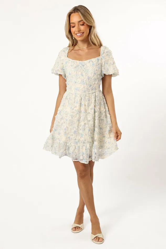 Women Floral Dresses Petal and Pup Atticus Mini Dress Blue