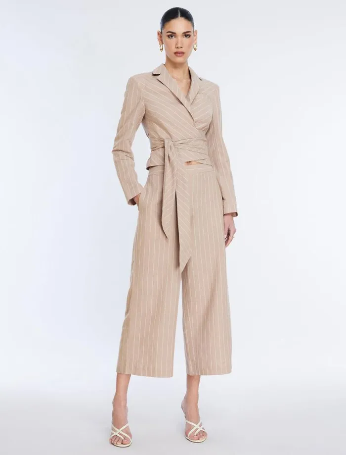 Women FrontTie Jacket Khakiwhite BCBG Jackets and Blazers Women FrontTie Jacket Khakiwhite BCBG Jackets and Blazers