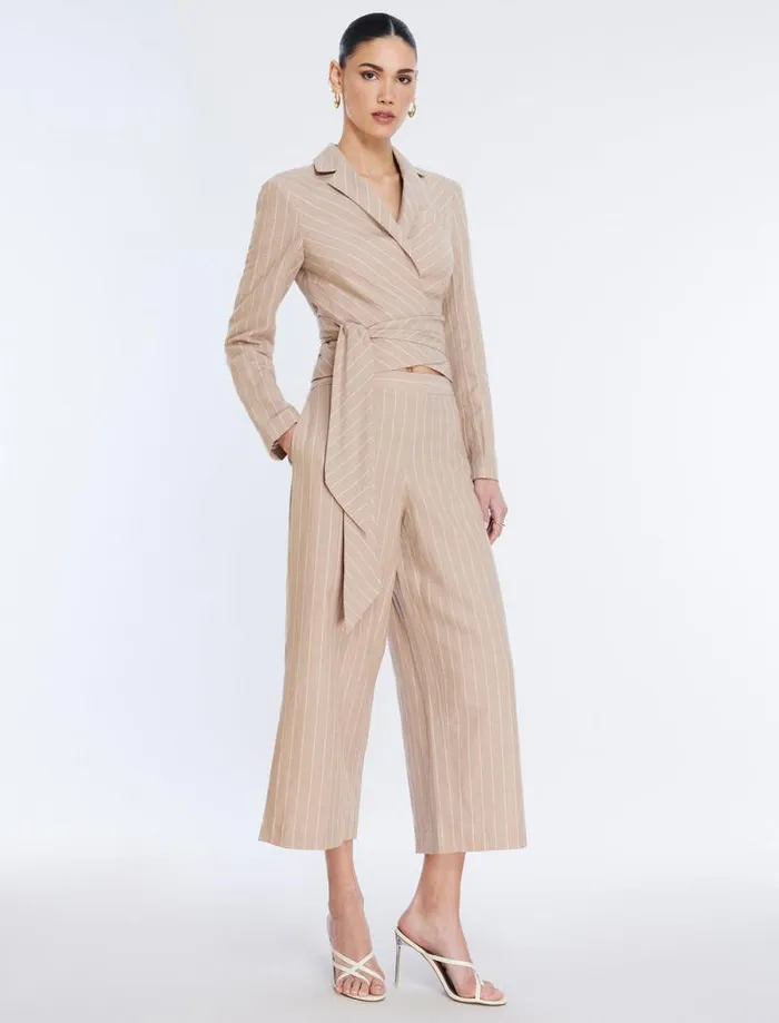 Women FrontTie Jacket Khakiwhite BCBG Jackets and Blazers Women FrontTie Jacket Khakiwhite BCBG Jackets and Blazers