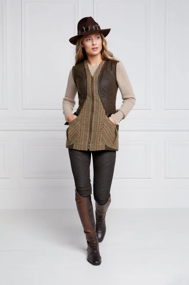 Women Gilets Holland Cooper Field Vest Hailes Green Tweed