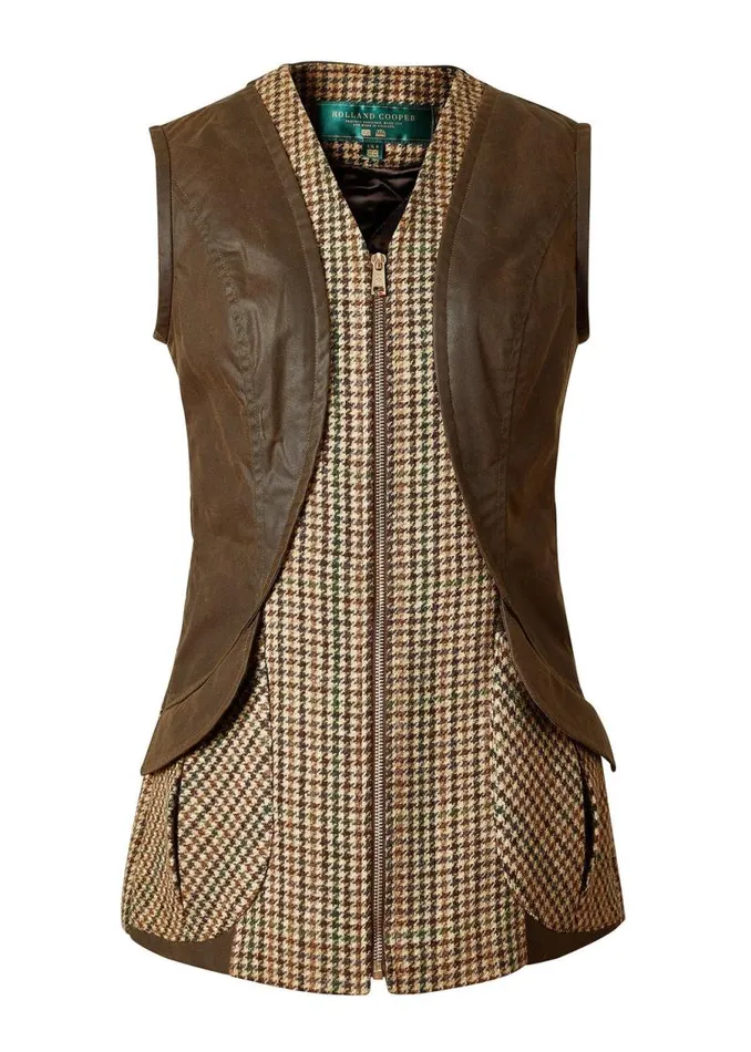 Women Gilets Holland Cooper Field Vest Hailes Green Tweed
