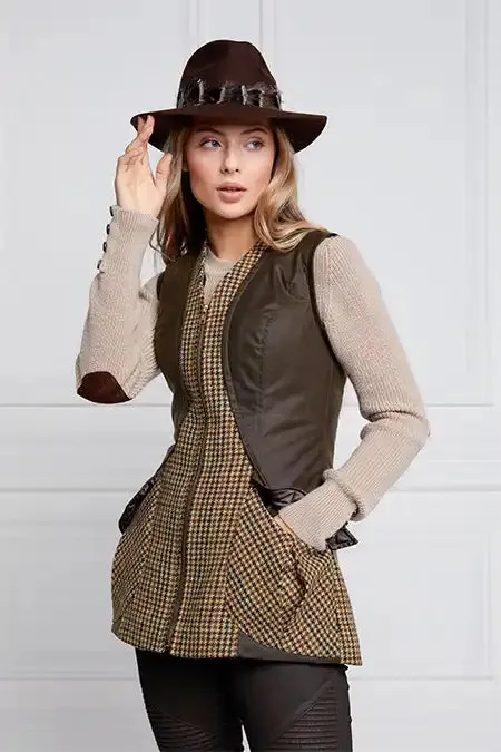 Women Gilets Holland Cooper Field Vest Hailes Green Tweed