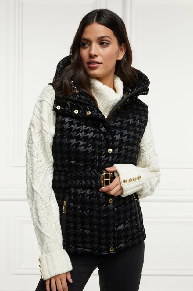 Women Gilets Holland Cooper Vermont Gilet Mono Houndstooth Women Gilets Holland Cooper Vermont Gilet Mono Houndstooth