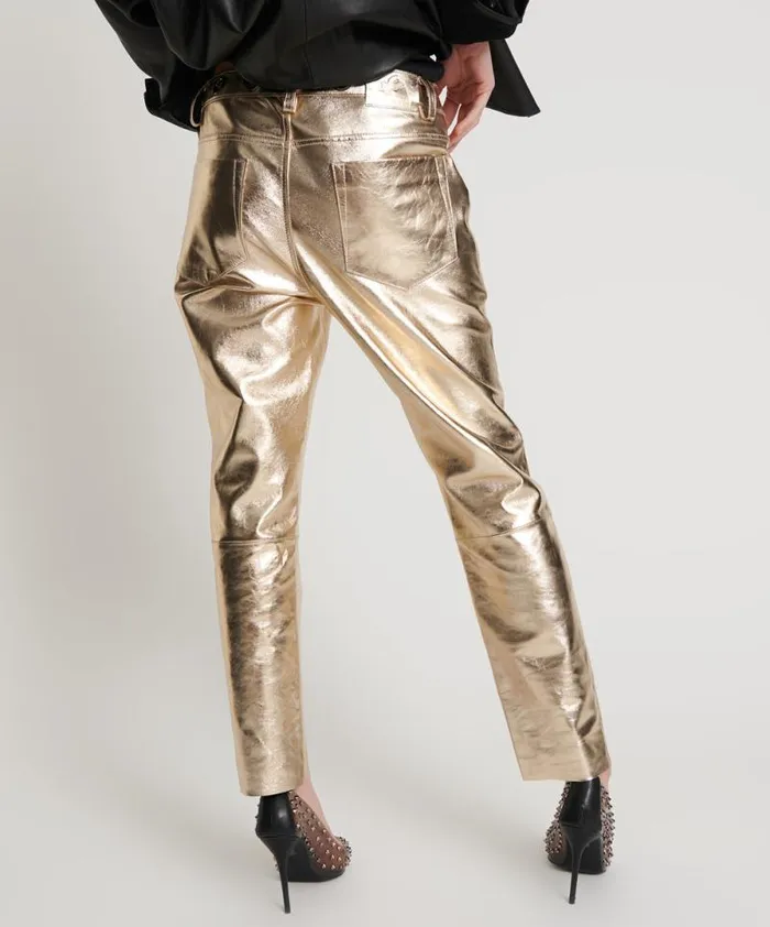 Women GOLD LEATHER HEART BREAK HOTEL DROP CROTCH PANTS One Teaspoon Bottoms Women GOLD LEATHER HEART BREAK HOTEL DROP CROTCH PANTS One Teaspoon Bottoms