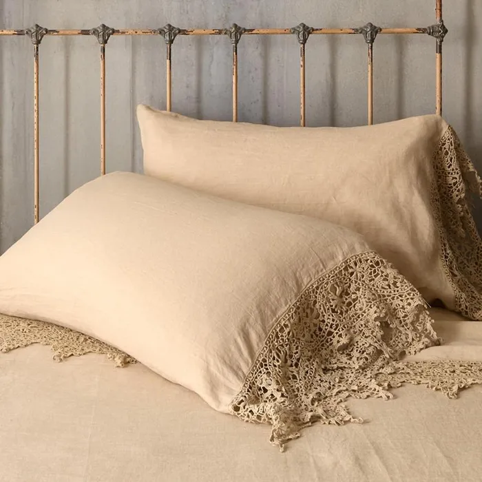 Women Gossamer Linen Embroidery Sham Cloud Sundance Catalog Bedding and Bath
