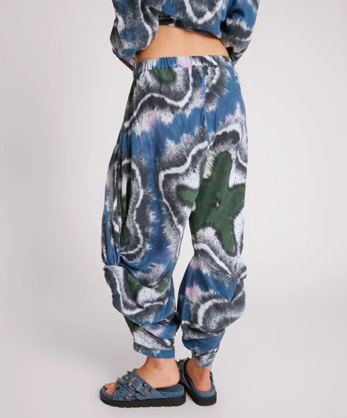 Women HAND PAINTED FLORAL MUSLIN GYPSY PANT One Teaspoon Bottoms