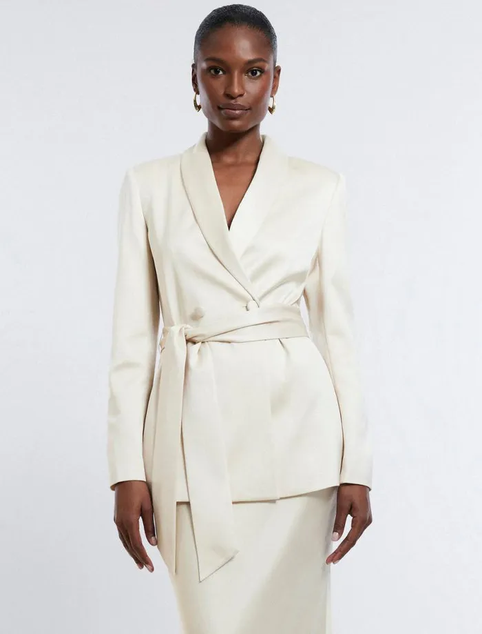 Women Harrison Satin Blazer Champagne BCBG Jackets and Blazers Women Harrison Satin Blazer Champagne BCBG Jackets and Blazers